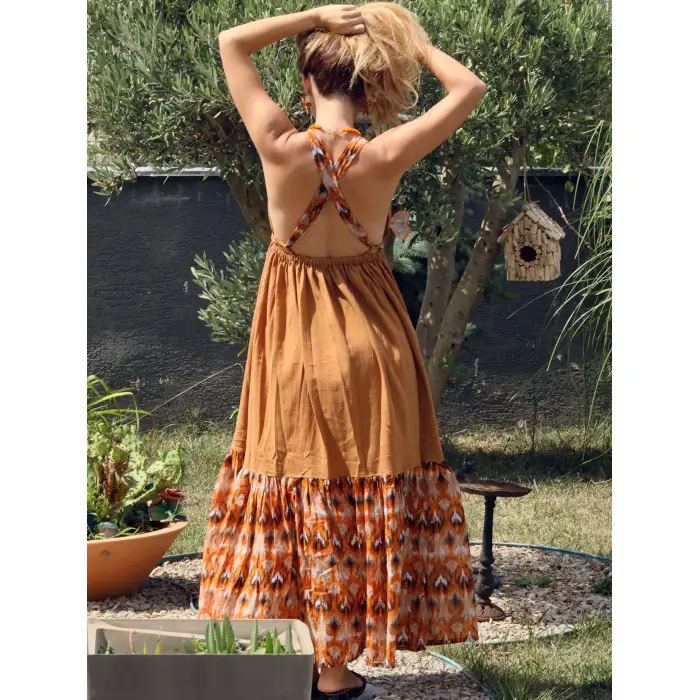 GAZELLE BOHO ÇİNGENE ELBİSE / Camel