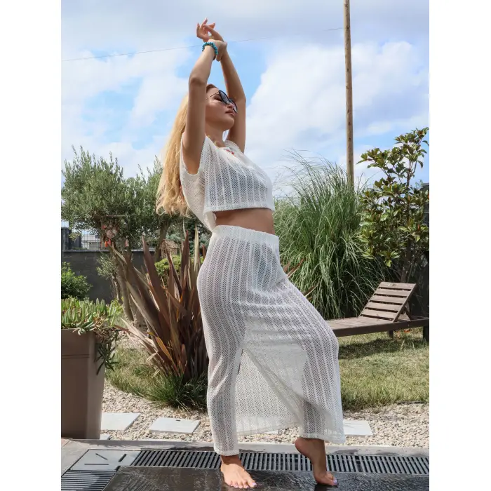 ÖRME FİLE BLUZ ETEK TAKIM