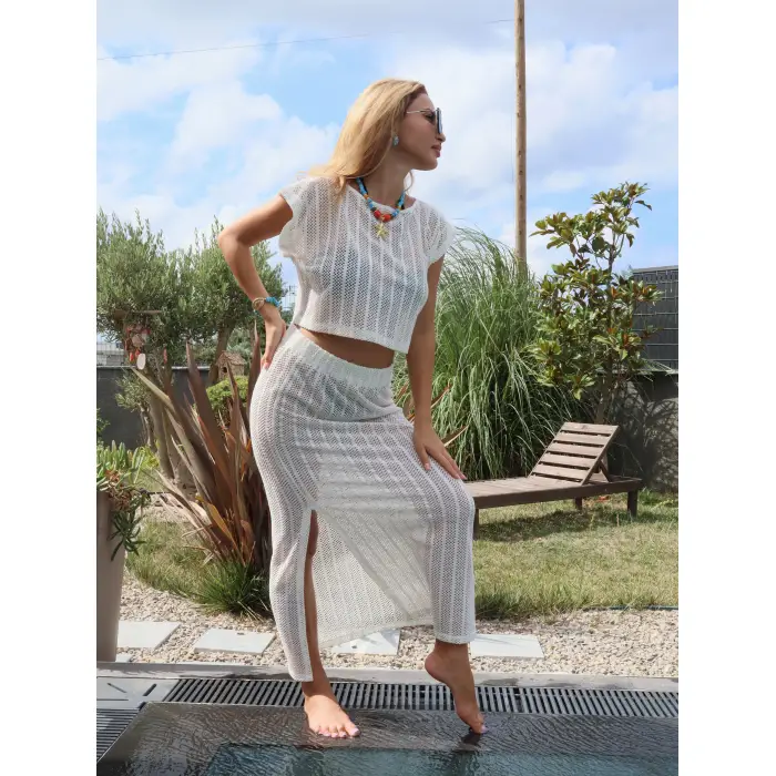 ÖRME FİLE BLUZ ETEK TAKIM