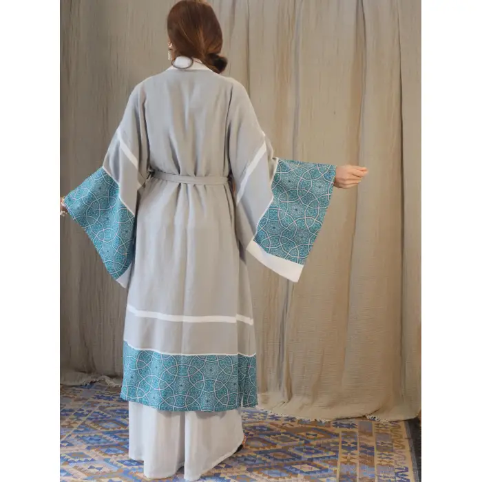 RUMİ ÇİNİ BASKILI PAMUK KAFTAN