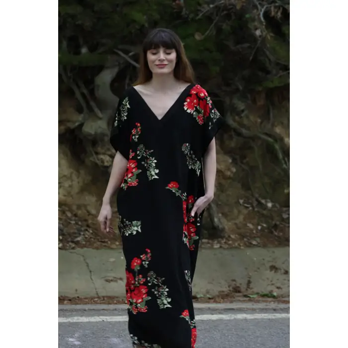 ORCHID V YAKA VİSKON ELBİSE