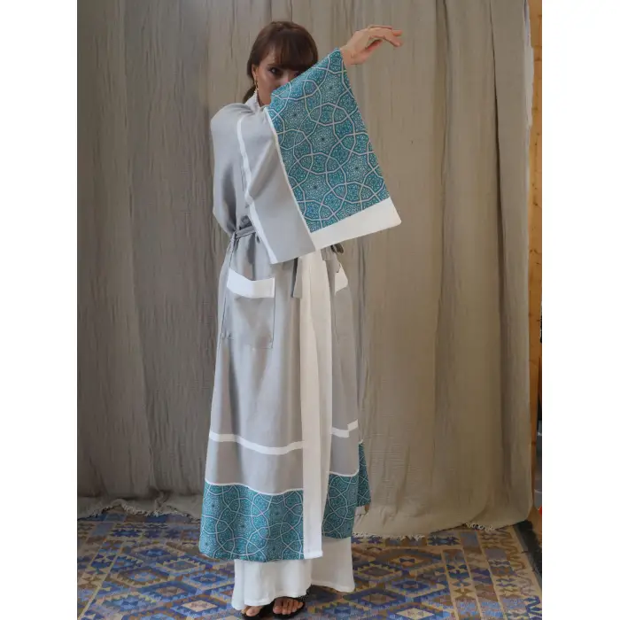 RUMİ ÇİNİ BASKILI PAMUK KAFTAN