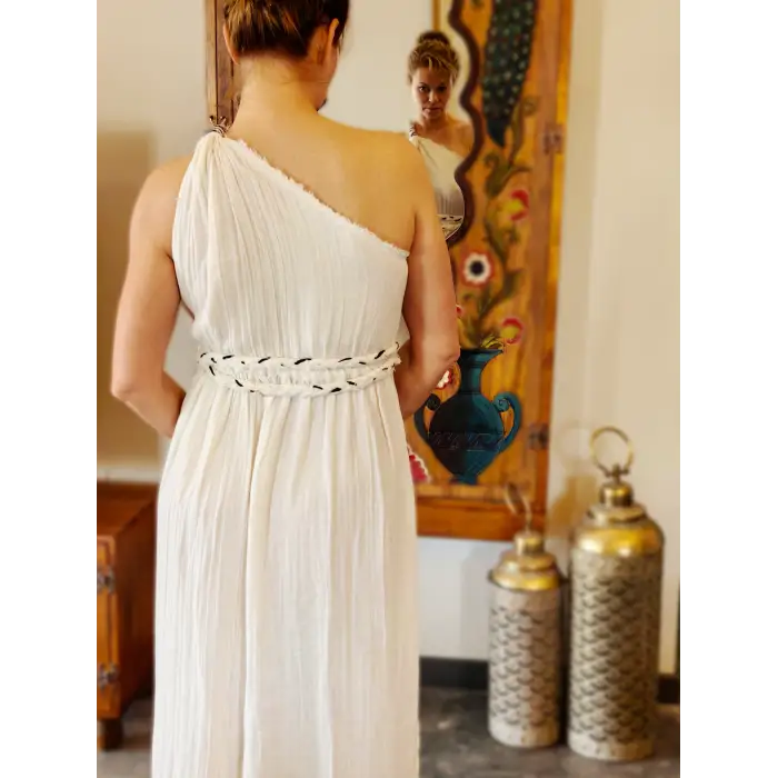 LAGİNA TEK OMUZ MAKSİ ELBİSE