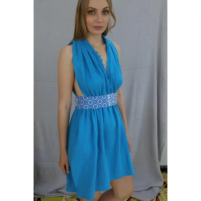 AZİZE KİLİM KEMERLİ ELBİSE / mini