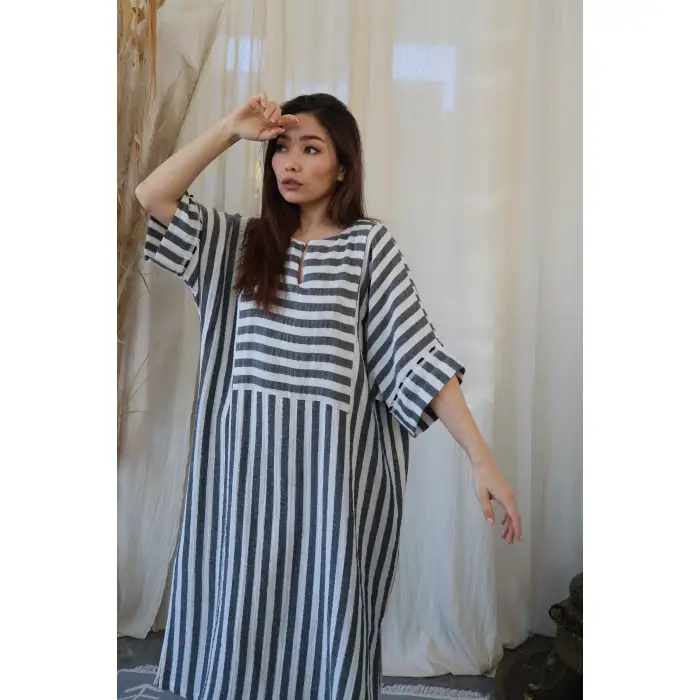 BEYRUT SİYAH ÇİZGİLİ ŞİLE BEZİ ELBİSE