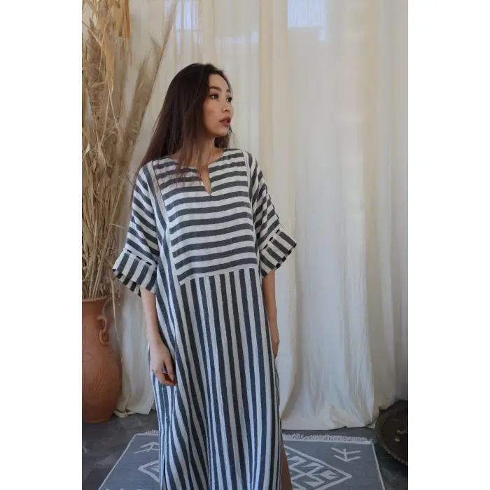 BEYRUT SİYAH ÇİZGİLİ ŞİLE BEZİ ELBİSE
