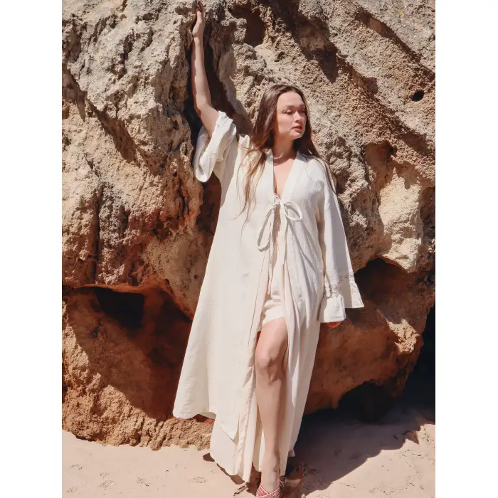 ELMAS KAFTAN & ELBİSE TAKIM / Ekru