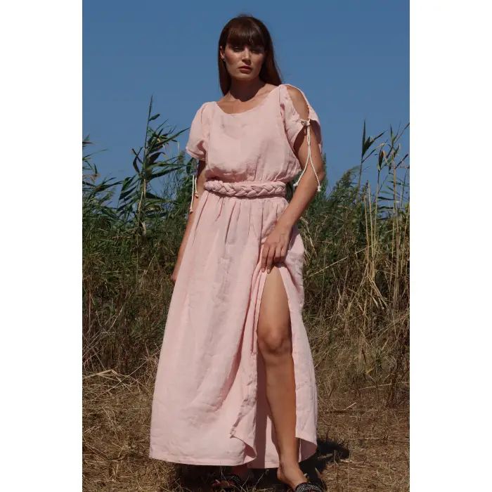 HERA BELİ ÖRGÜLÜ MÜSLİN ELBİSE