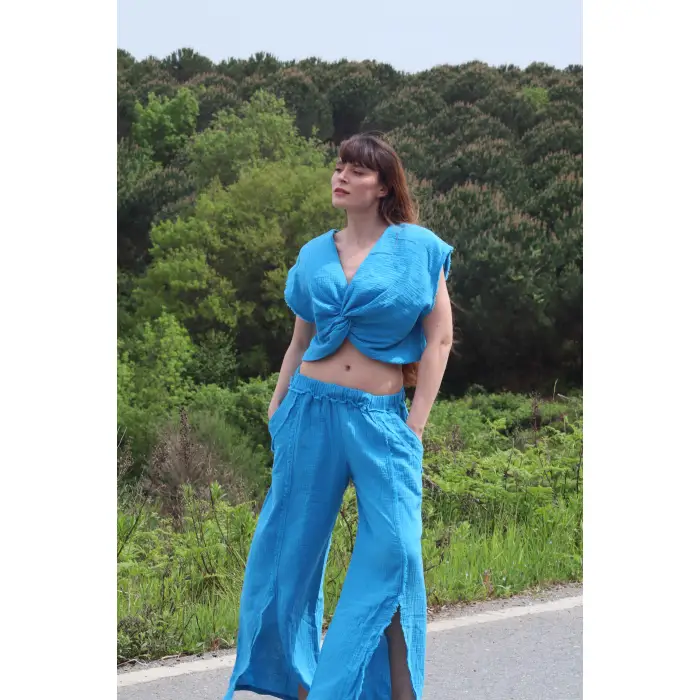 KARMA BLUZ & PANTOLON TAKIM / mavi