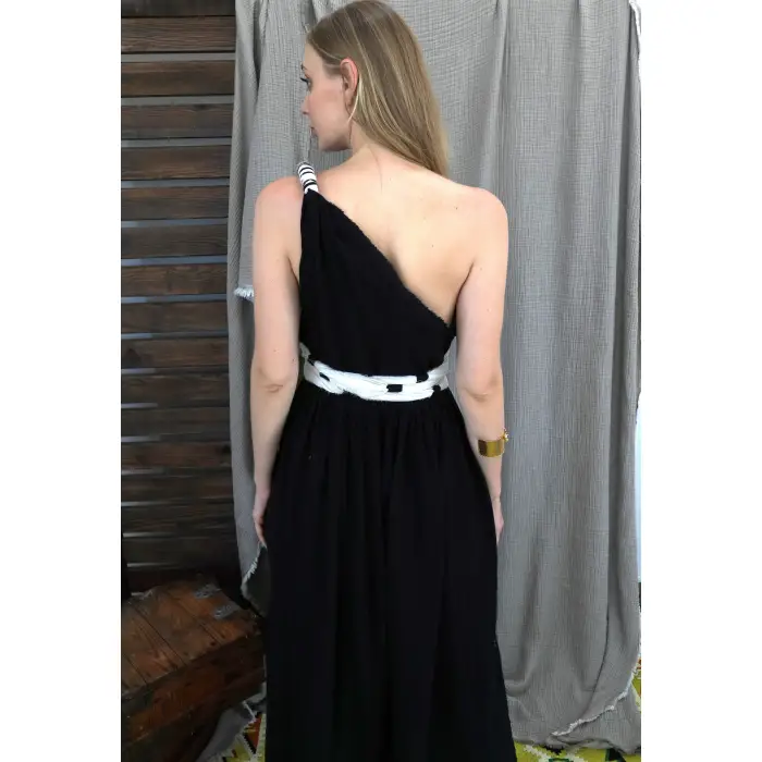 LAGİNA TEK OMUZ MAKSİ ELBİSE