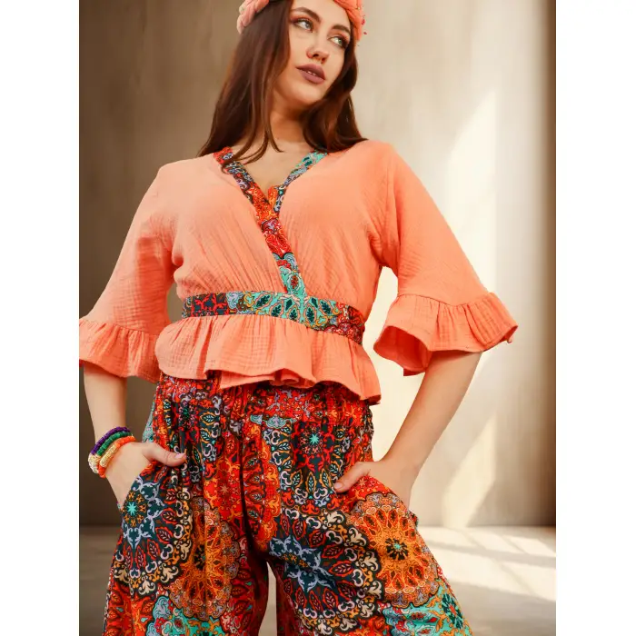 PAMİRA VİSKON PANT & BLUZ TAKIM Siyah