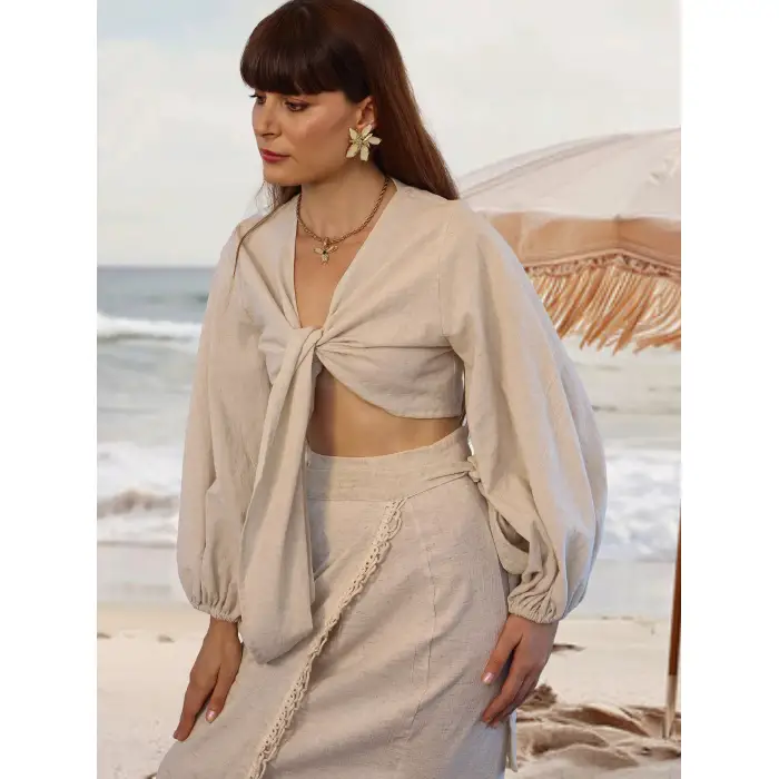 TAHİTİ BAĞLAMALI CROP & ETEK TAKIM