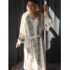 TARSUS KİLİM BORDÜRLÜ DOKUMA KAFTAN / krem