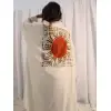 Keten Bohem Stil Tahta Baskılı Etnik Desen Kimono