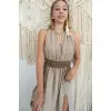 AZİZE BOHEM STİL MÜSLİN ELBİSE / Bej