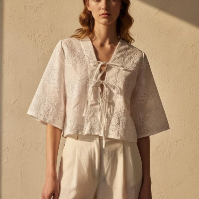 VUAL BRODE ÖNDEN BAĞLAMALI BLUZ