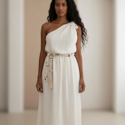 LAGİNA TEK OMUZ MAKSİ ELBİSE