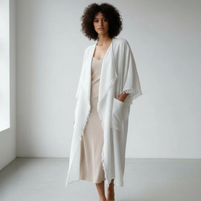 SWAN SALAŞ MÜSLİN KAFTAN / beyaz