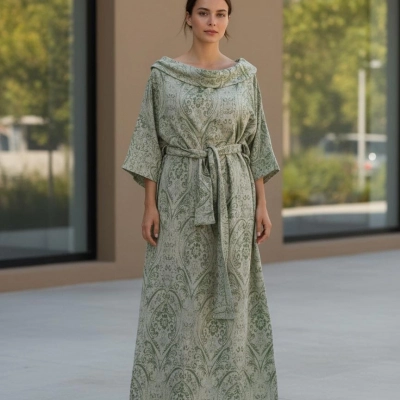 FRESKO JAKAR DOKUMA PAMUK ELBİSE