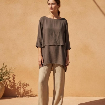 ÇİFT KAT VUAL KOLLU BLUZ