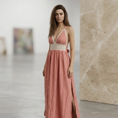 LİANA ŞİLE BEZİ ELBİSE / mercan