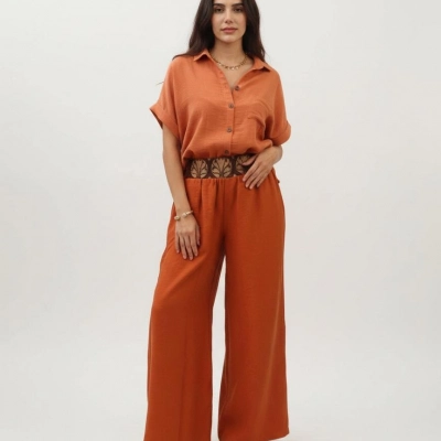 SAHRA BOHEM BOL PAÇA PANTOLON / Kiremit