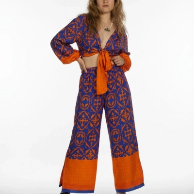 LEYLA BAĞLAMALI CROP & PANTOLON TAKIM / turuncu