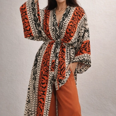 MUSE ETNİK DESENLİ BOHEM KAFTAN