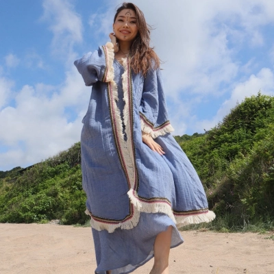 ASYA PAMUK PÜSKÜLLÜ BOHO KAFTAN