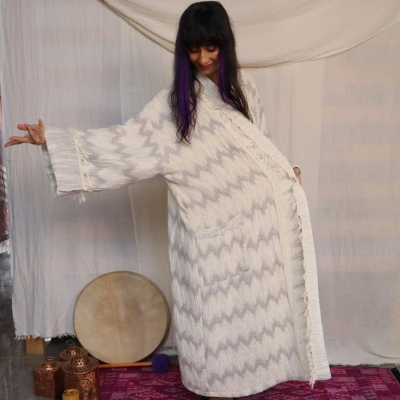 DUMAN 6 KAT MÜSLİN BOHEM KAFTAN / Gri