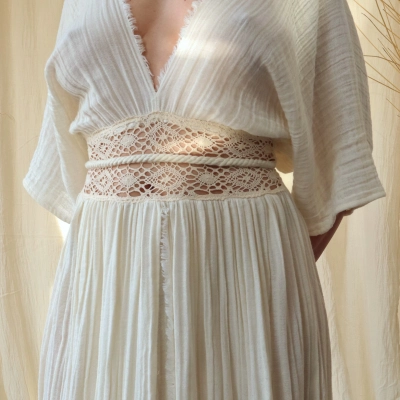 HELEN BELİ DANTELLİ MÜSLİN ELBİSE