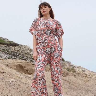 FLORAL DESEN VİSKON BLUZ & PANTOLON TAKIM