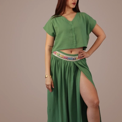 MİDYAT HELEN ETEK & BLUZ TAKIM / Yeşil