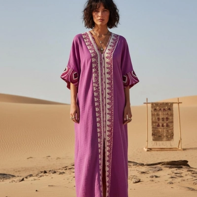 ROSEMARY MUSLİN KAFTAN Sıklamen