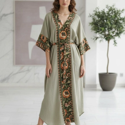 ROSEMARY MUSLİN KAFTAN yeşil