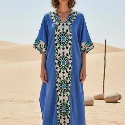ROSEMARY MUSLİN KAFTAN Mavi