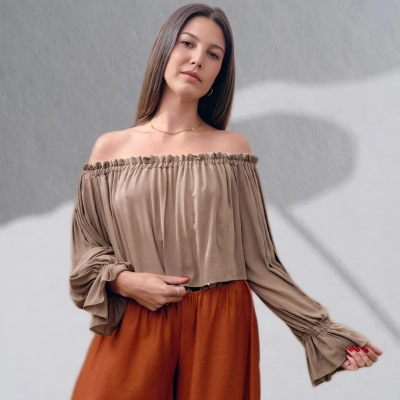 SAHRA MADONNA YAKA CROP BLUZ / Vizon