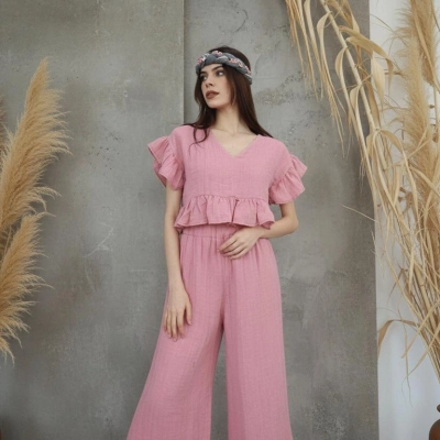 SALUTE BLUZ & PANTOLON TAKIM /pembe