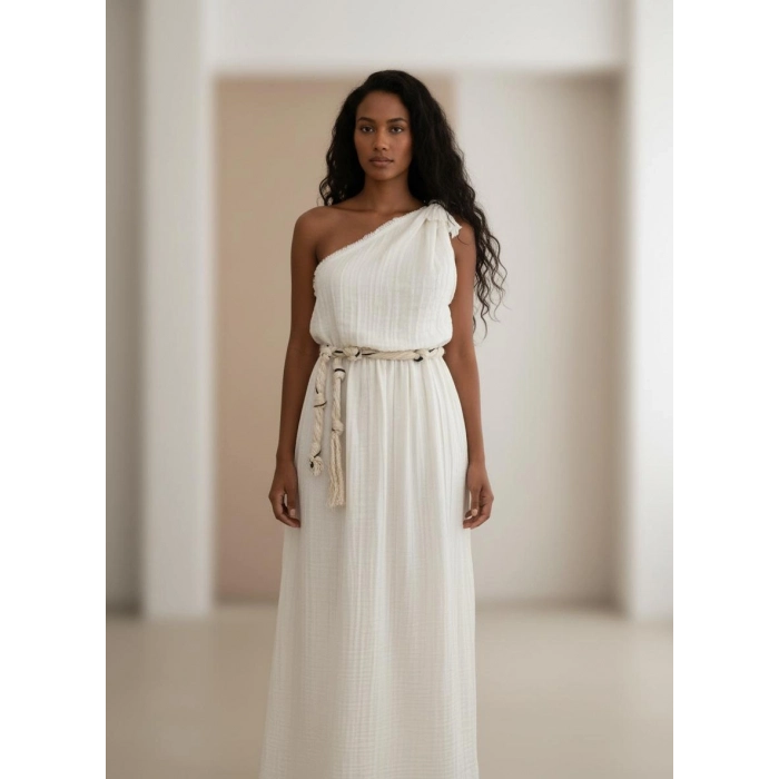 LAGİNA TEK OMUZ MAKSİ ELBİSE