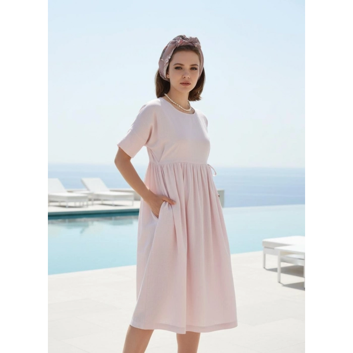 DALAMAN ŞİLE BEZİ ELBİSE / pembe