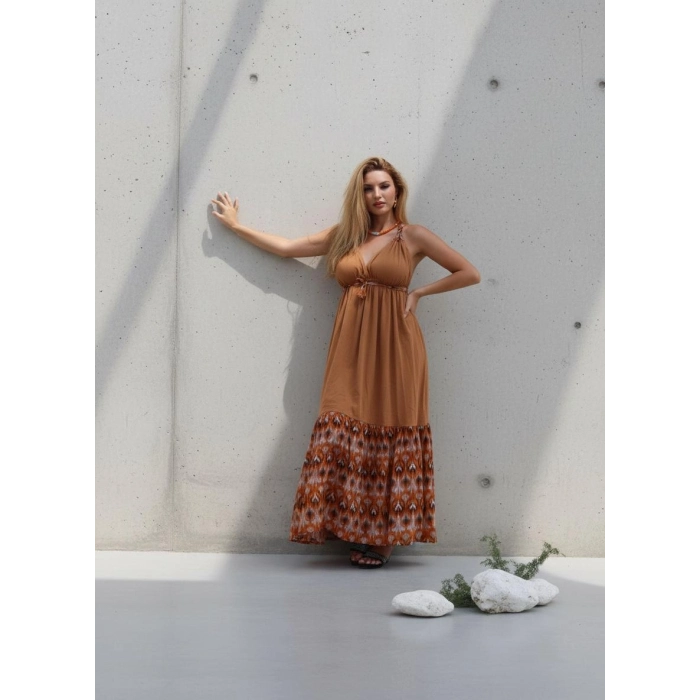 GAZELLE BOHO ÇİNGENE ELBİSE / Camel