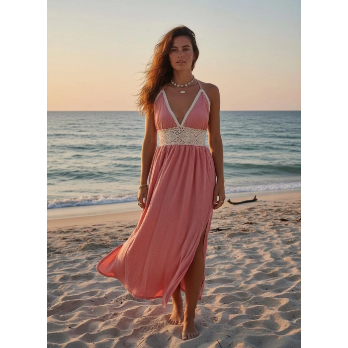 LİANA ŞİLE BEZİ ELBİSE / mercan