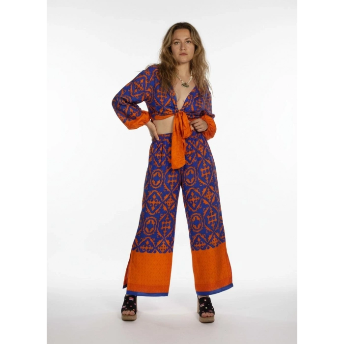 LEYLA BAĞLAMALI CROP & PANTOLON TAKIM / turuncu