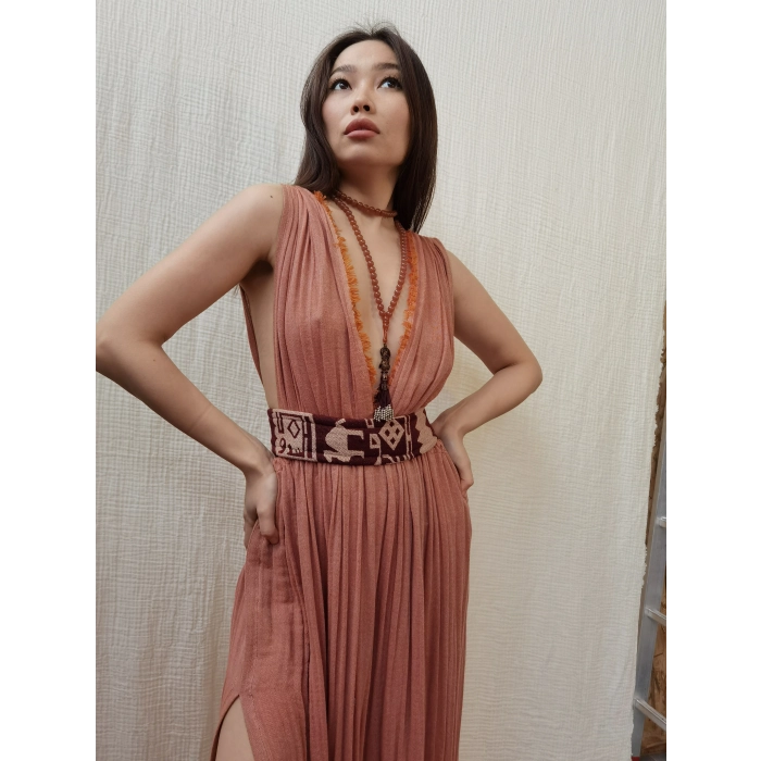 AZİZE BOHEM STİL MÜSLİN ELBİSE / Vintage Turuncu