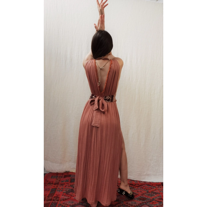 AZİZE BOHEM STİL MÜSLİN ELBİSE / Vintage Turuncu