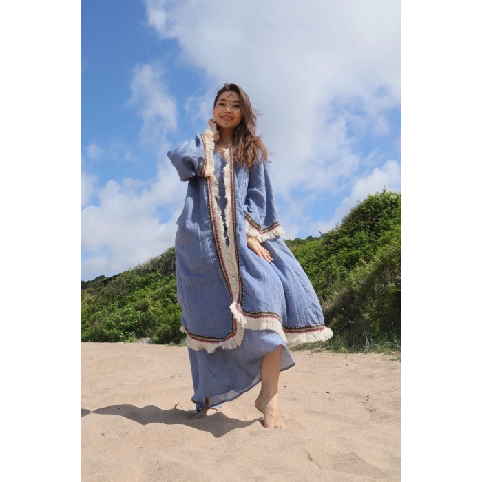ASYA PAMUK PÜSKÜLLÜ BOHO KAFTAN