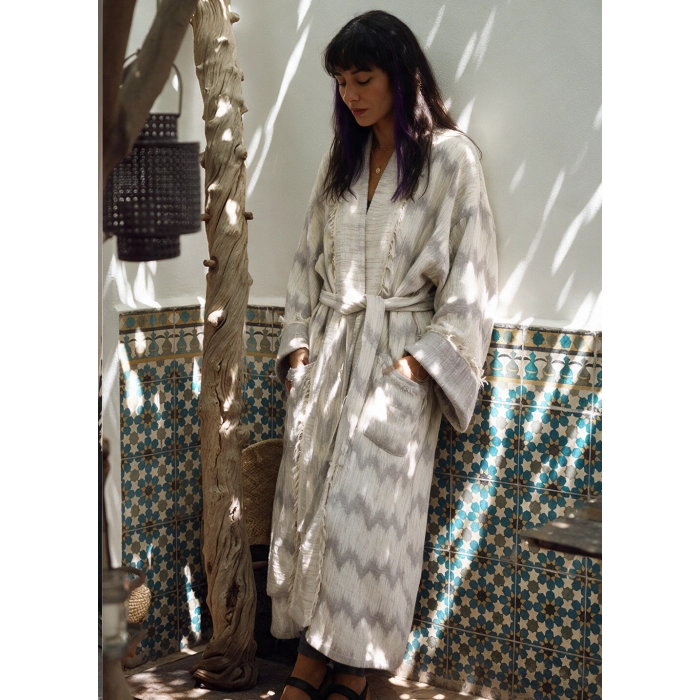 DUMAN 6 KAT MÜSLİN BOHEM KAFTAN / Gri