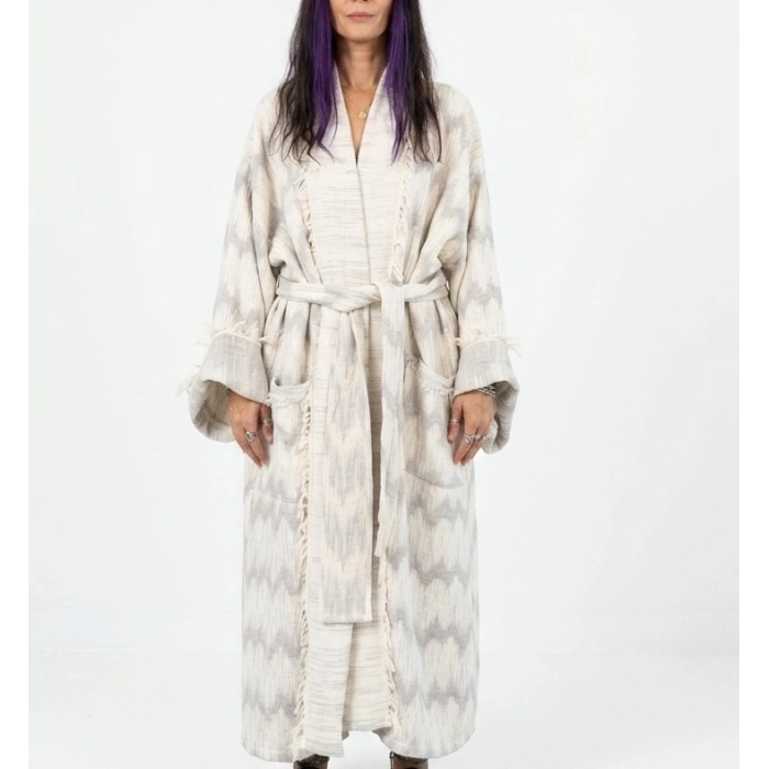 DUMAN 6 KAT MÜSLİN BOHEM KAFTAN / Gri