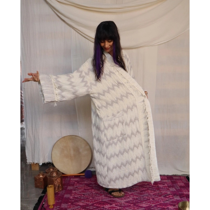 DUMAN 6 KAT MÜSLİN BOHEM KAFTAN / Gri