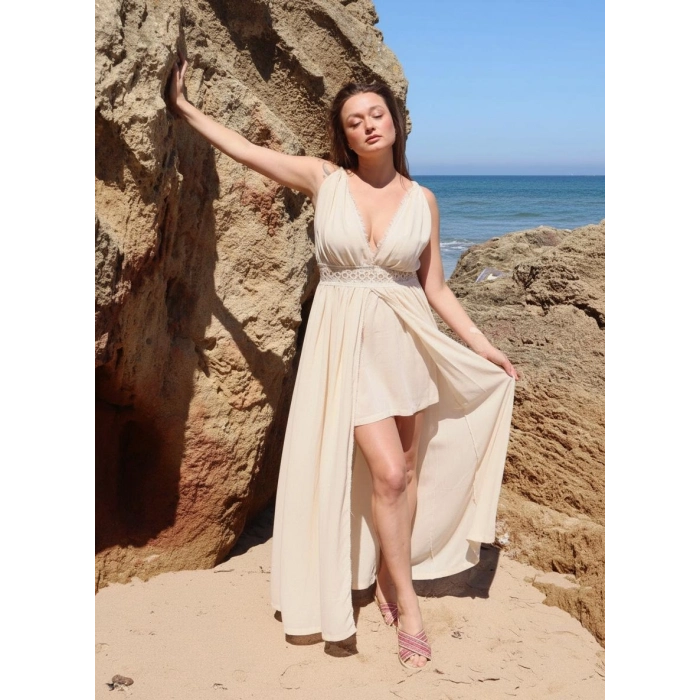 ELMAS KAFTAN & ELBİSE TAKIM / Ekru